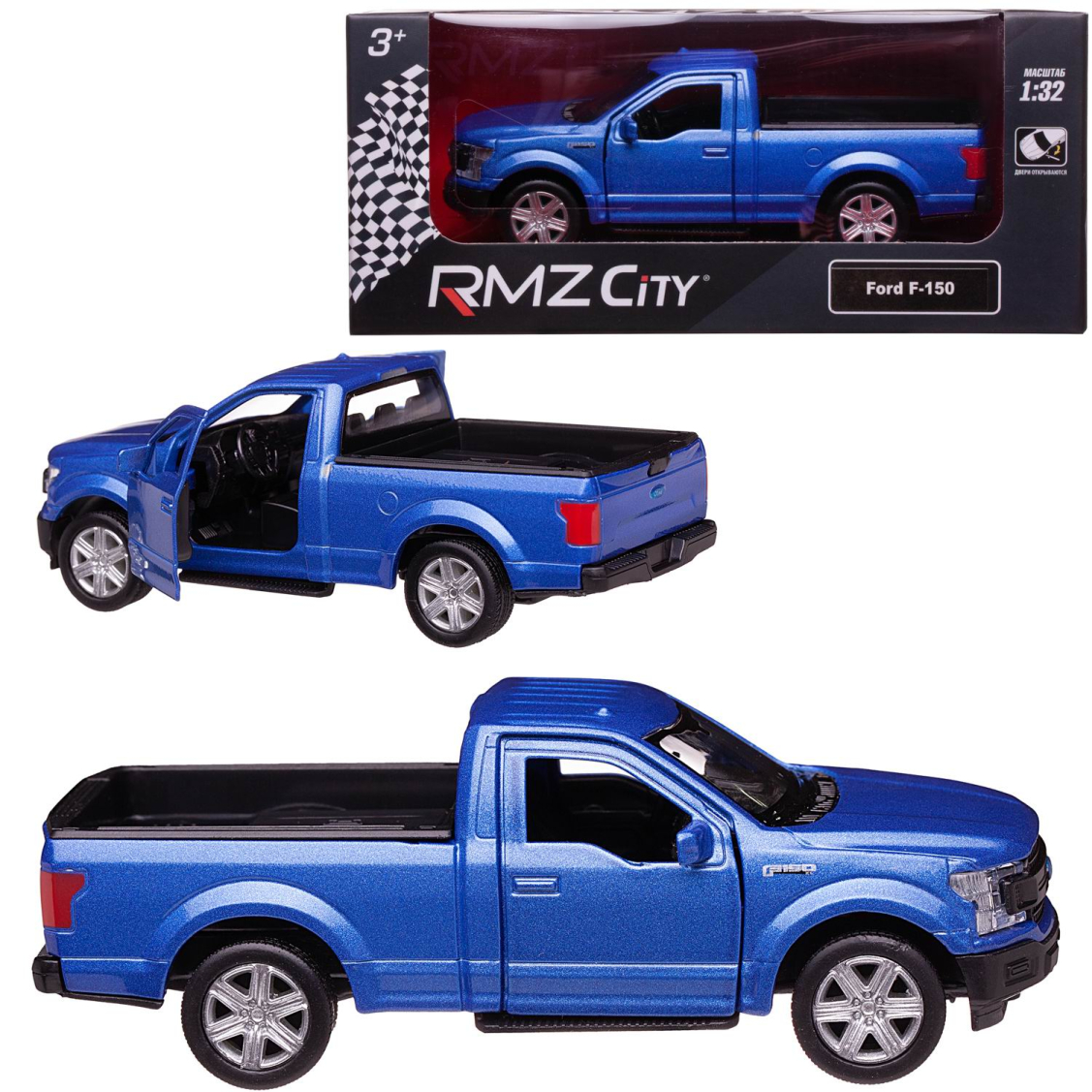 Машинка металлическая RMZ City Ford F150 2018 масштаб 144 Лицензионная модель Фрикционный механизм 329₽