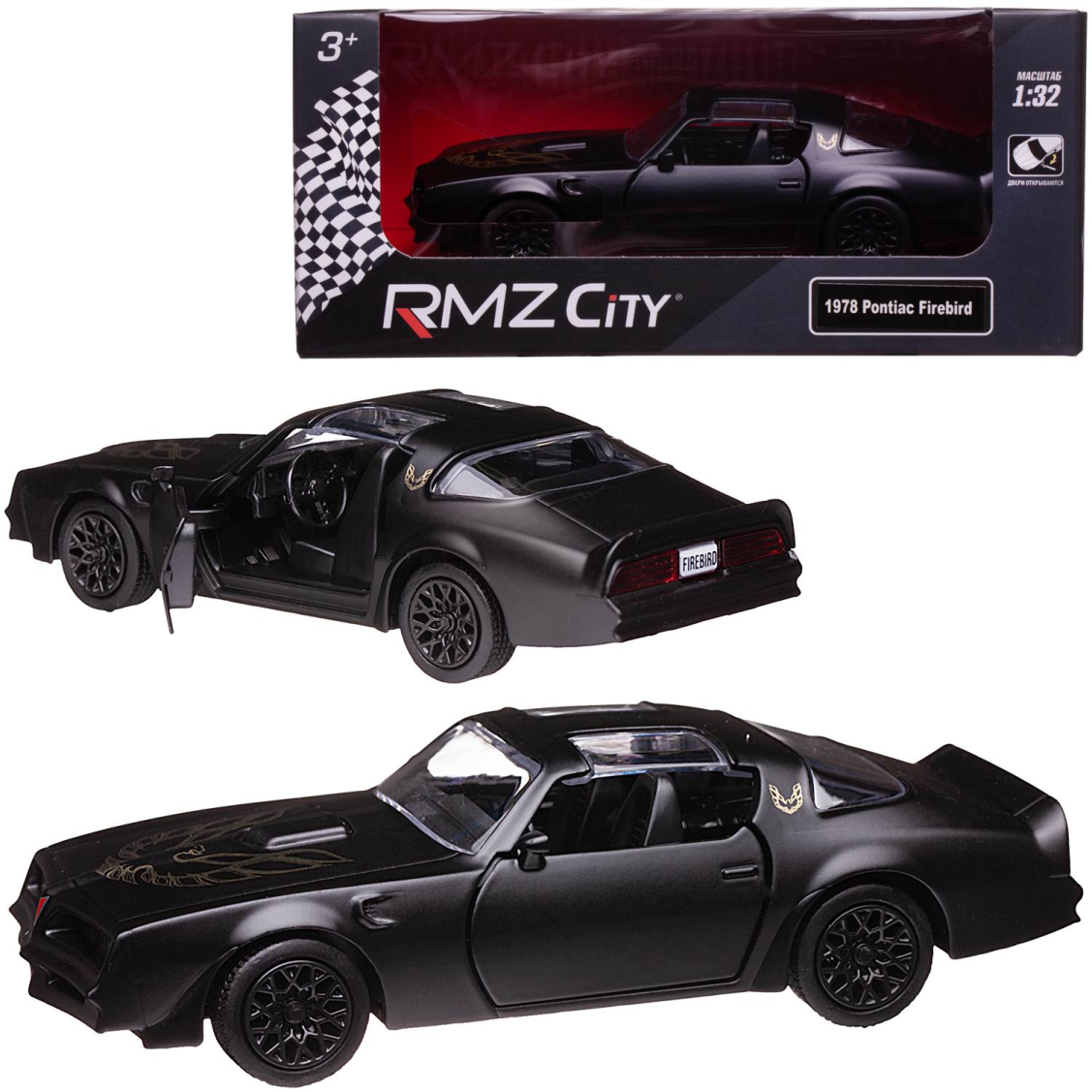 Машинка металлическая RMZ City Pontiac Firebird 1978, масштаб 1:40 Лицензионная модель. Фрикционный механизм.