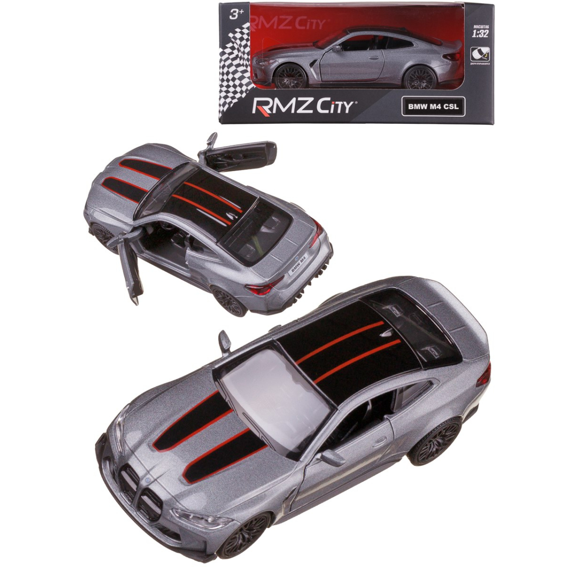 Машинка металлическая RMZ City BMW M4 CSL 2023 масштаб 138 Лицензионная модель Фрикционный механизм 329₽