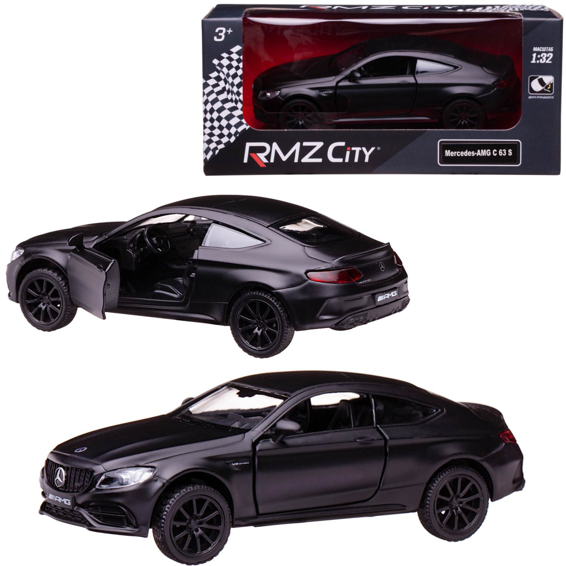 Машинка металлическая RMZ City Mercedes-Benz C63 S AMG Coupe 2019, масштаб 1:39 Лицензионная модель. Фрикционный механизм.