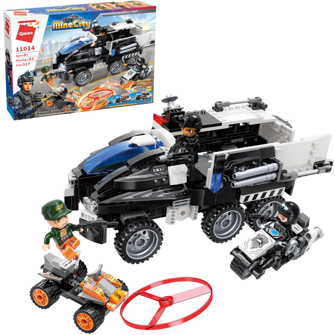 Конструктор Qman MineCity Полицейская боевая машинка отражает атаку 517 деталей 2799₽