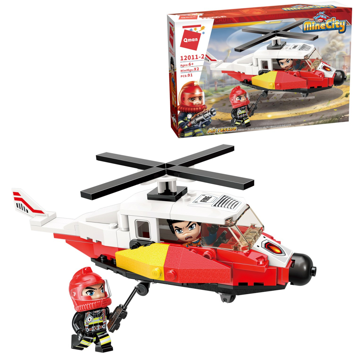 Конструктор Qman MineCity Пожарный вертолет 91 деталь 529₽