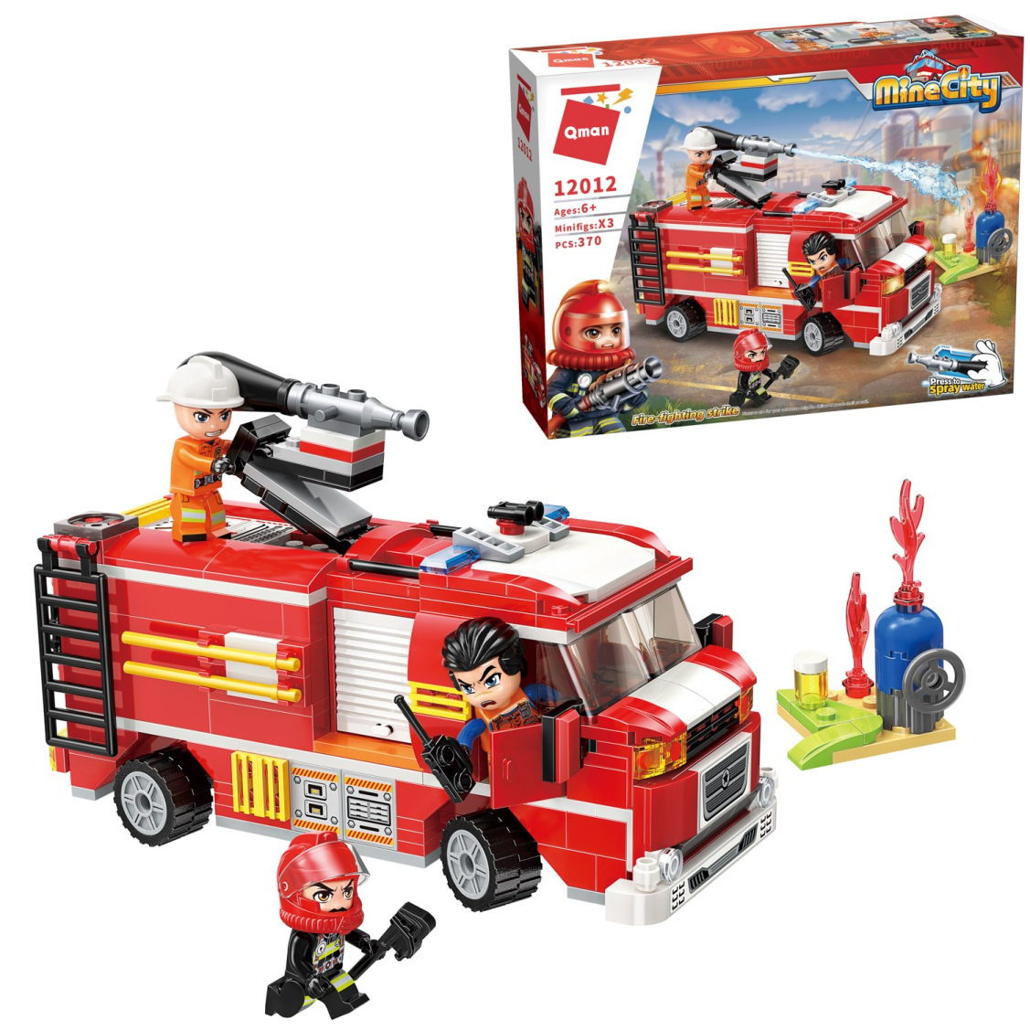 Конструктор Qman MineCity Пожарная машина Борьба с огнем 370 деталей 2099₽