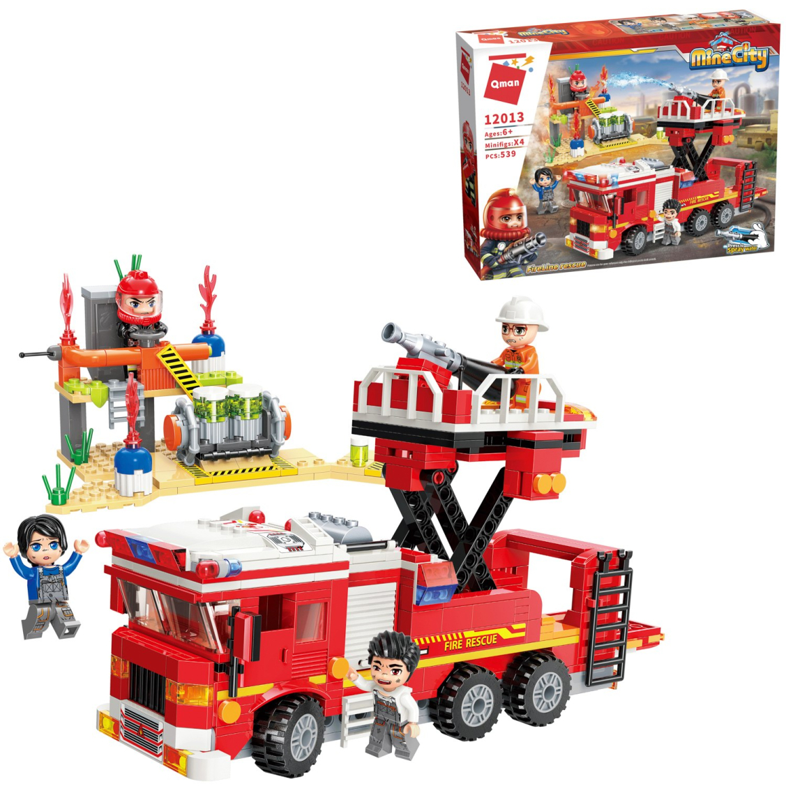 Конструктор Qman MineCity Пожарная машина Спасательная операция 539 деталей 3399₽