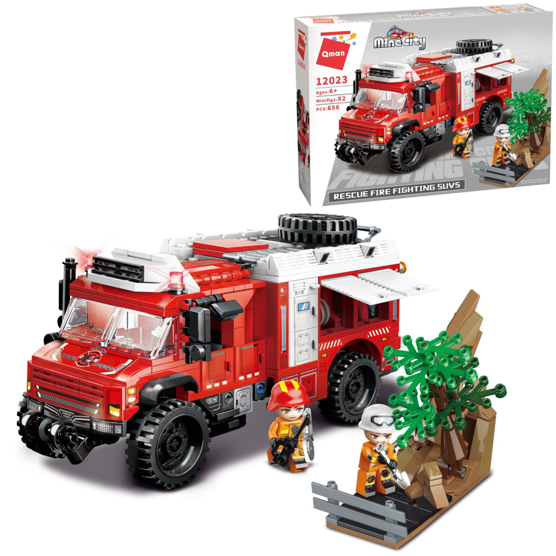 Конструктор Qman MineCity Пожарная машина Разбор завала 656 деталей 2699₽