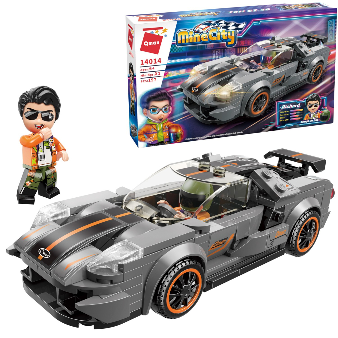 Конструктор Qman MineCity Гоночная машина серая 197 деталей 899₽