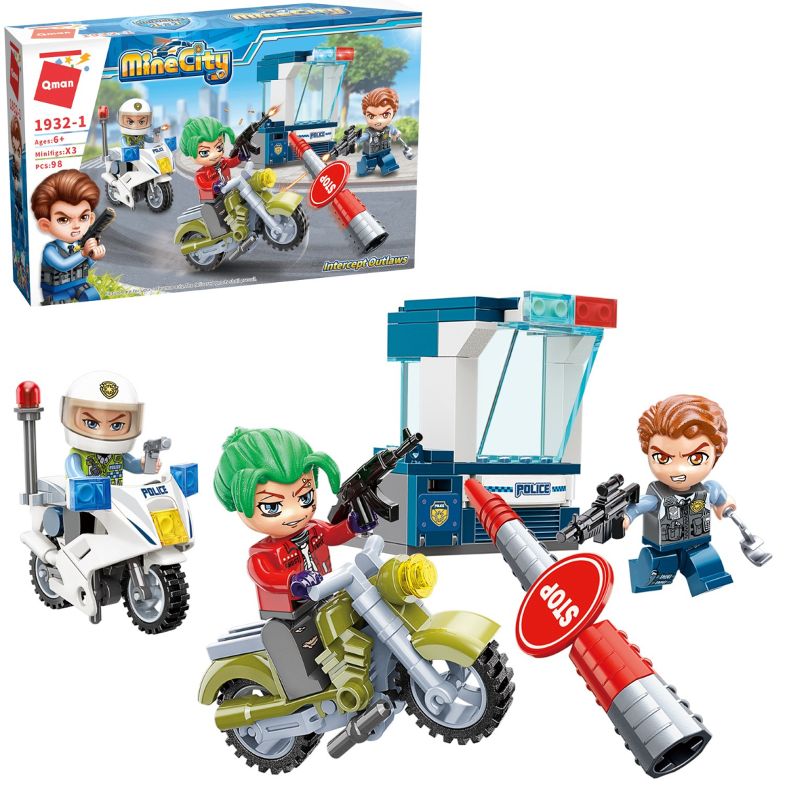 Конструктор Qman MineCity Полицейские историиблокпост 98 деталей 529₽