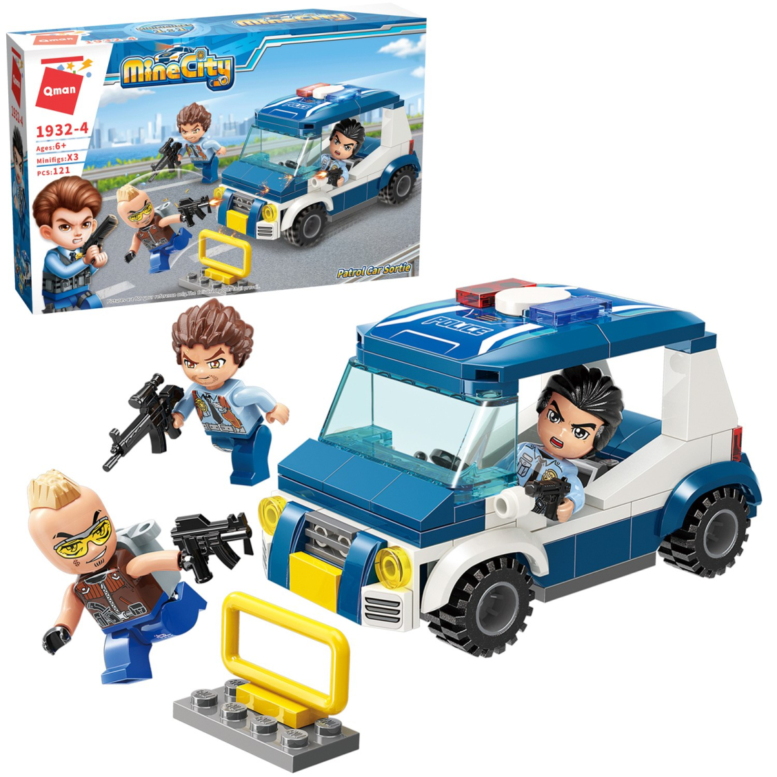 Конструктор Qman MineCity Полицейские истории преследование преступника на машине 121 деталь 529₽