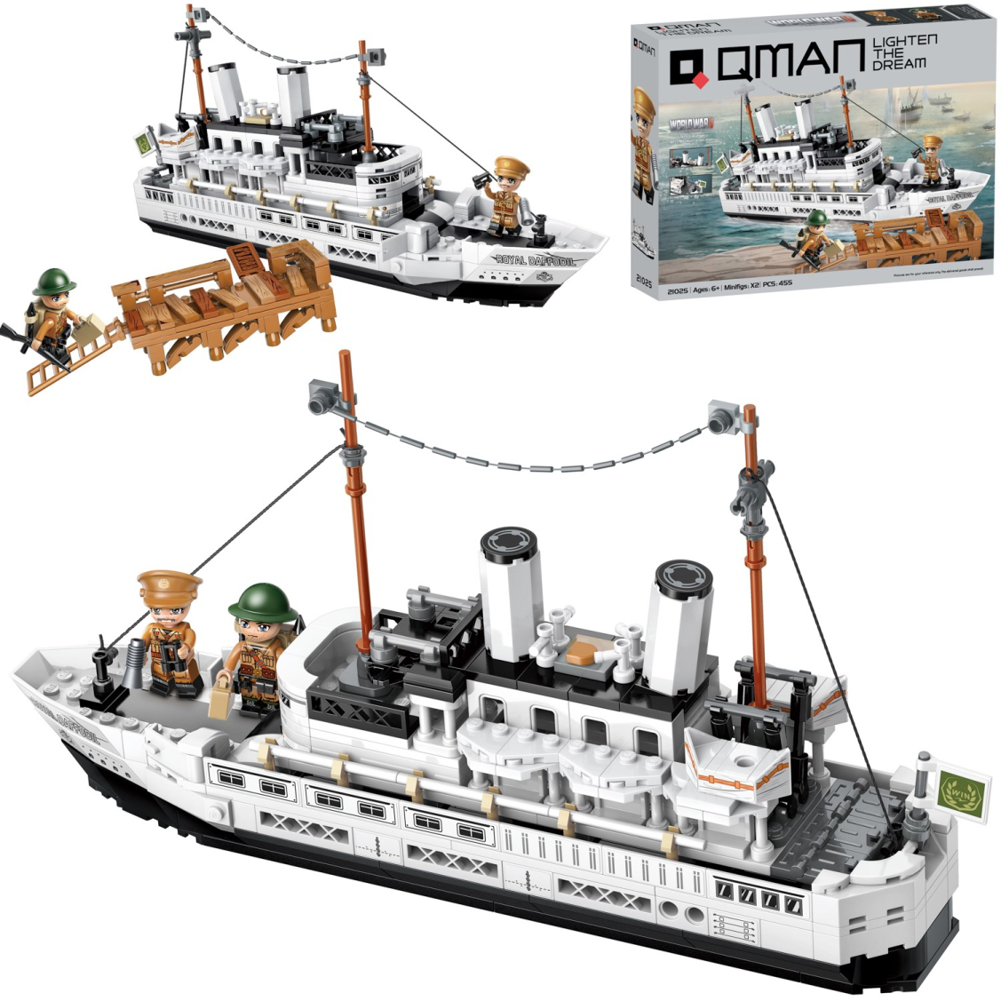 Конструктор Qman WORLD WAR II Транспортный корабль 455 деталей 2099₽