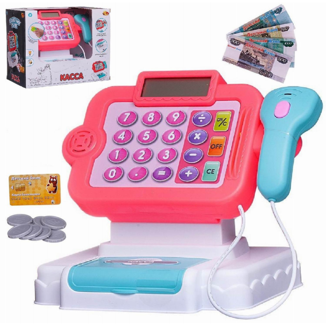 Игровой набор ABtoys Помогаю Маме Касса Играем в магазин розовая 789₽