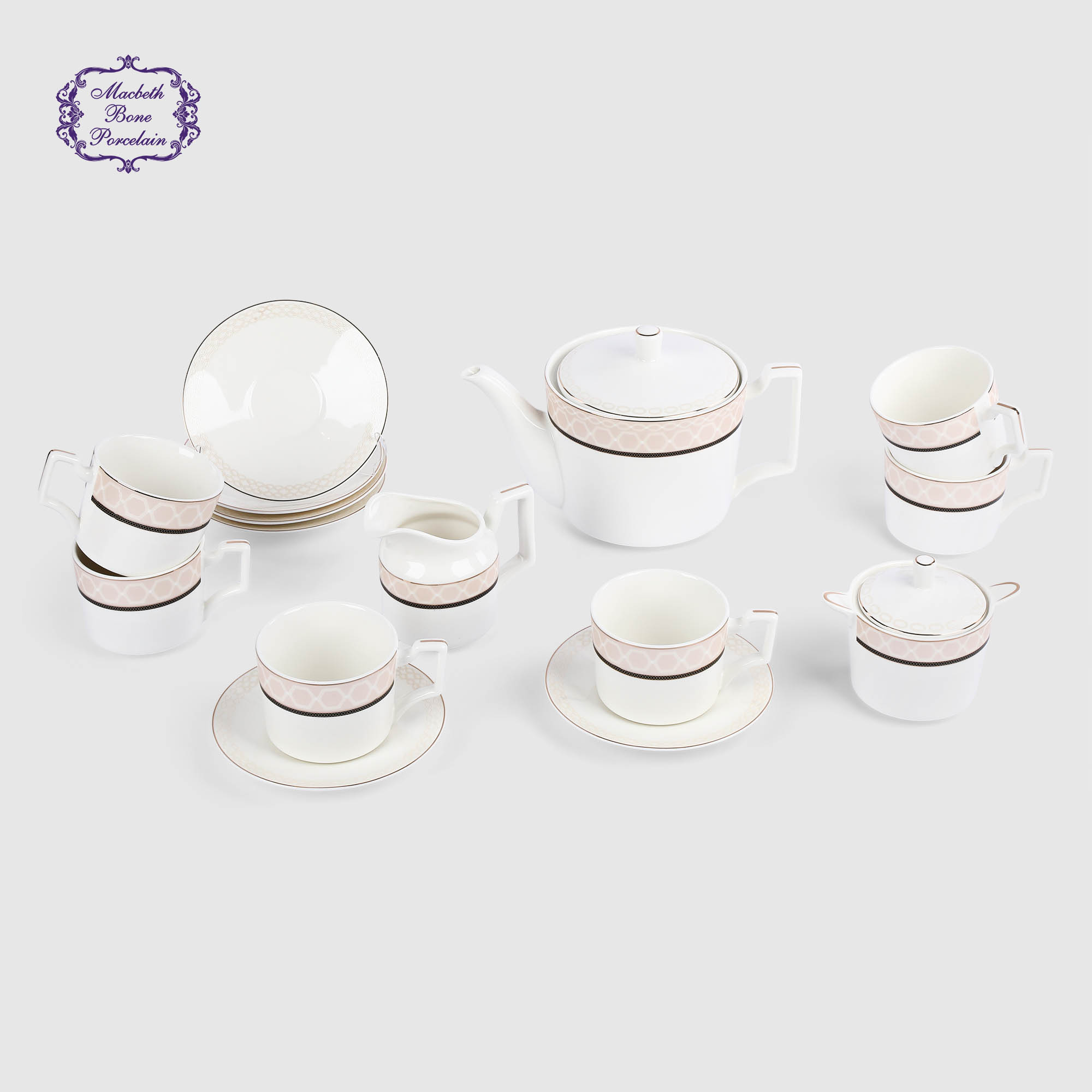 Набор чайный Macbeth bone porcelain Jewel, 15 предметов на 6 персон
