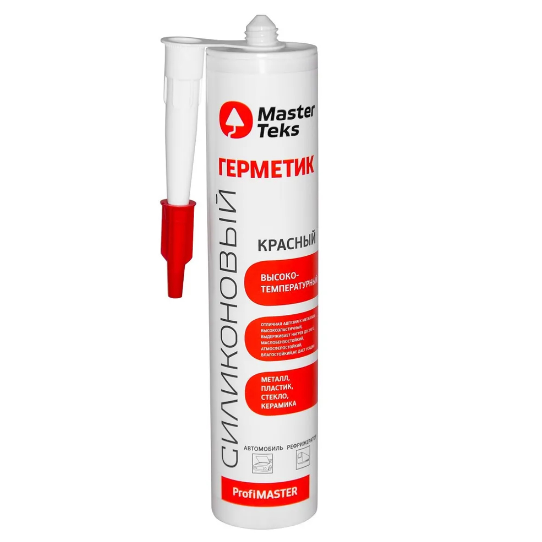 Герметик силиконовый MasterTeks PM высокотемпературный красный 260 мл