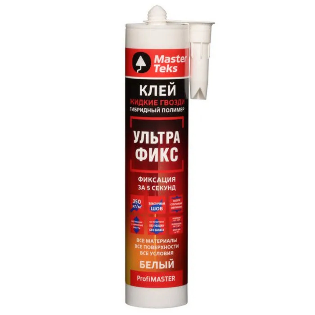 Клей гибридный MasterTeks PM жг 350 кг/м2 ультрафикс белый 290 г