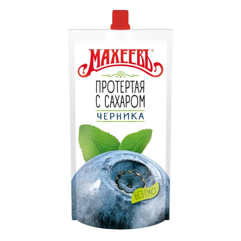 Ягоды Махеевъ протертые с сахаром черника 300 г 119₽