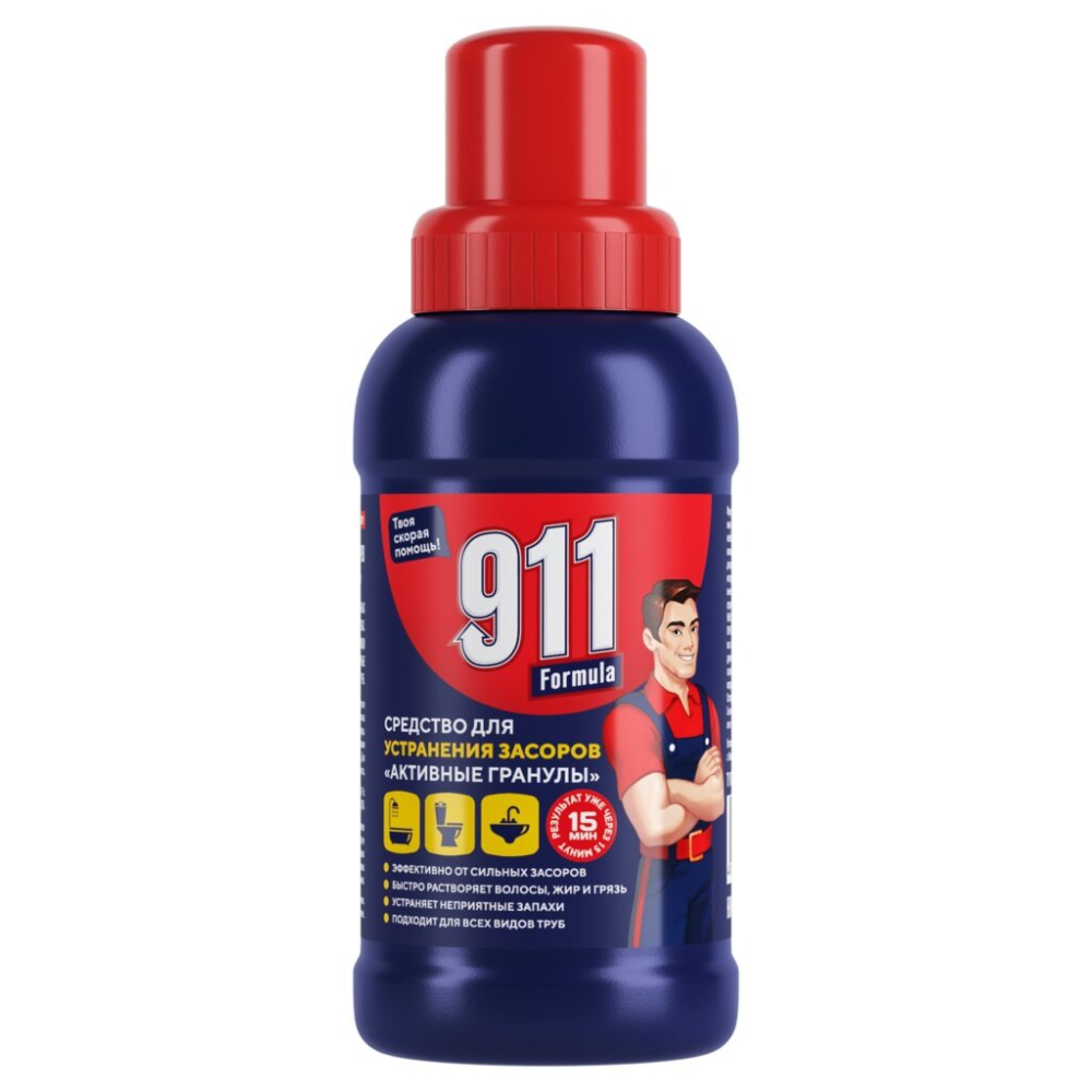 Средство для удаления засоров 911 активные гранулы 250 г