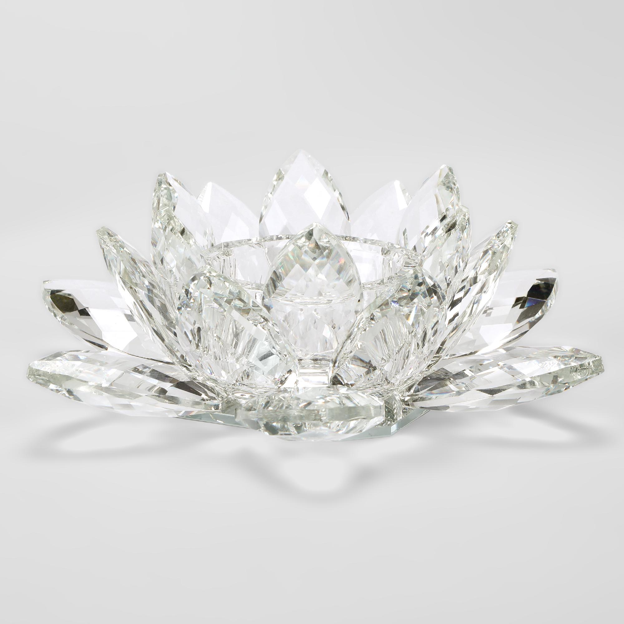 Подсвечник Crocus хрустальный, лотос, 20,5х20,5х7,5 см