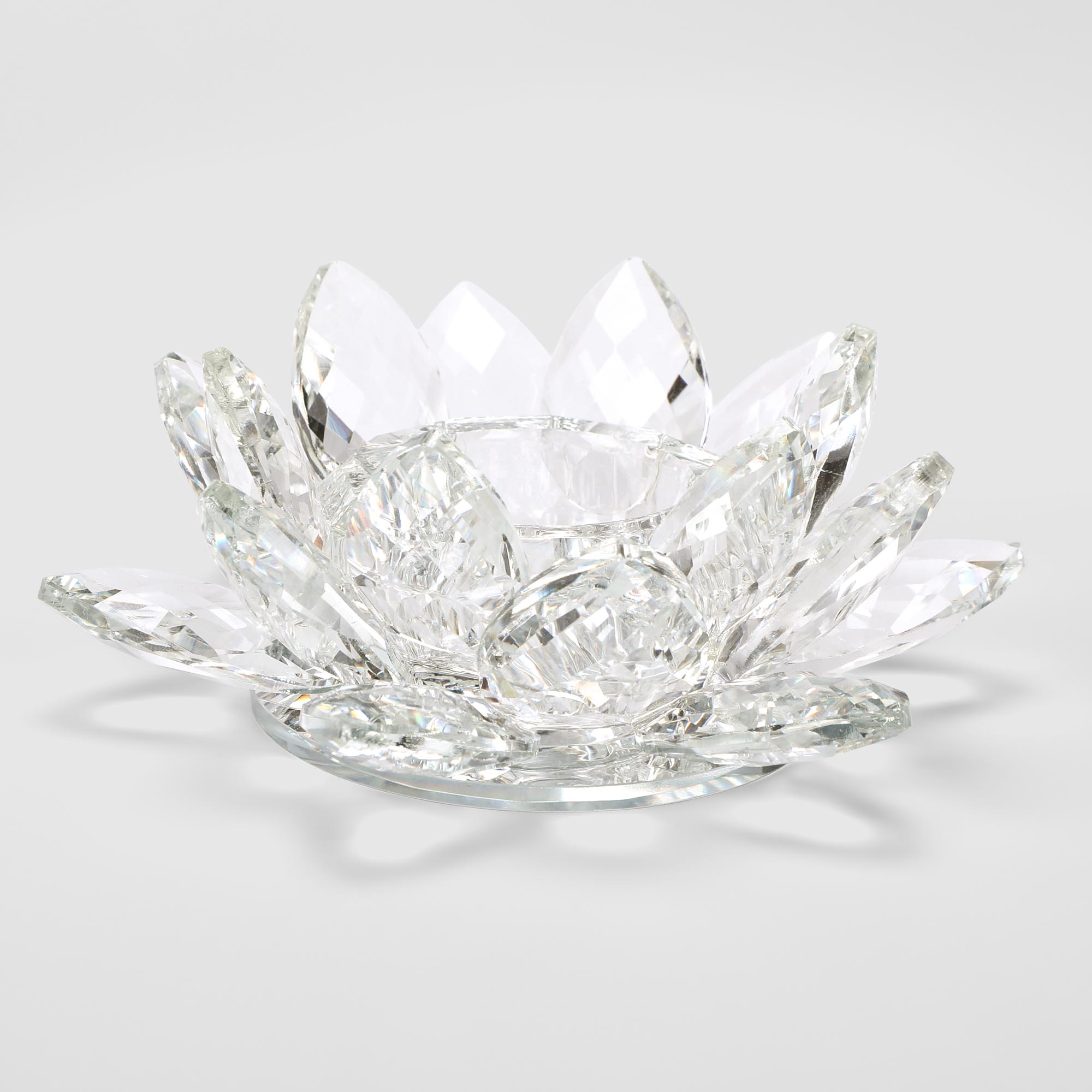 Подсвечник Crocus хрустальный, лотос, 14,5х14,5х5,5 см