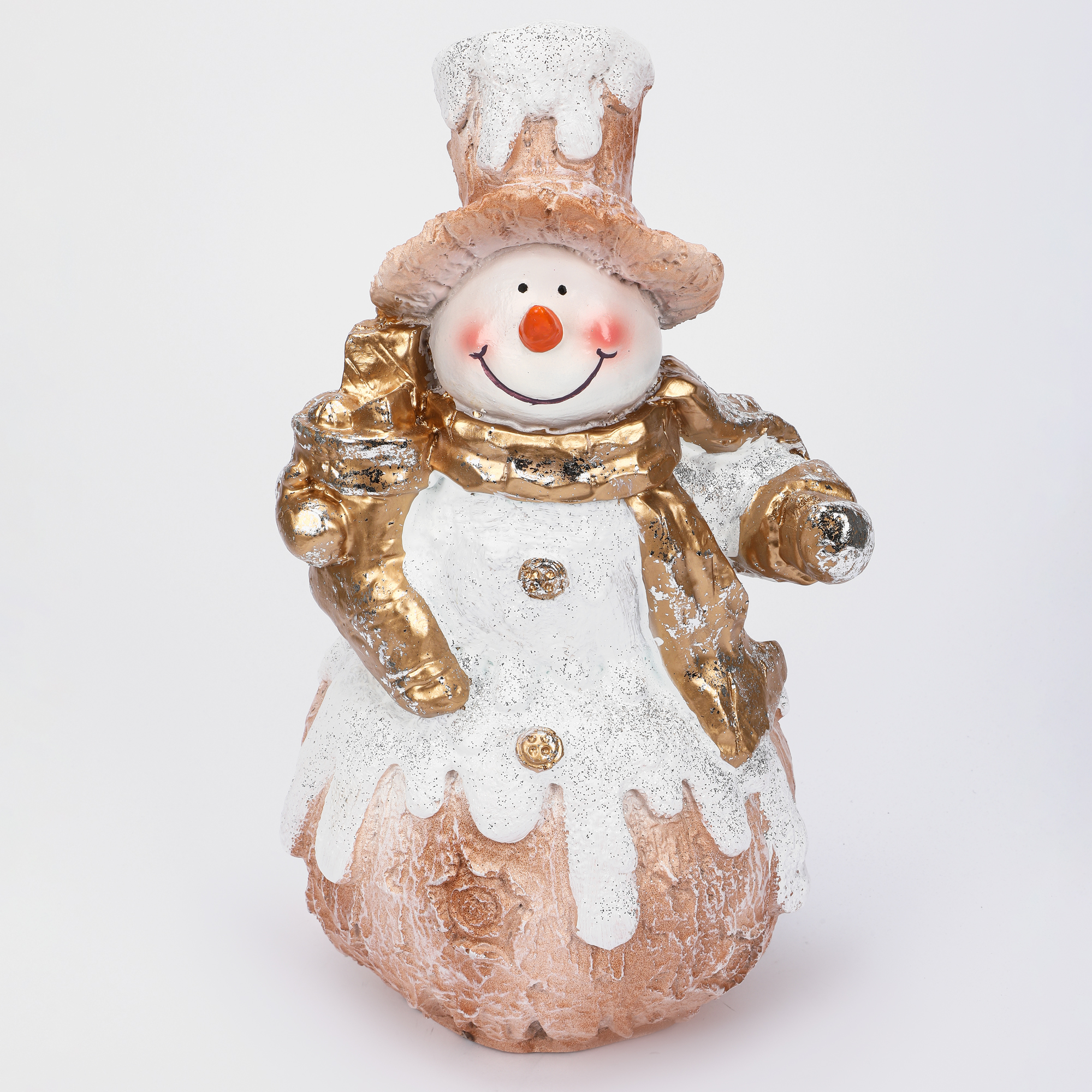 Декоративная новогодняя фигура Полиформ Снеговик с носком подарков 22х36 см 1699₽