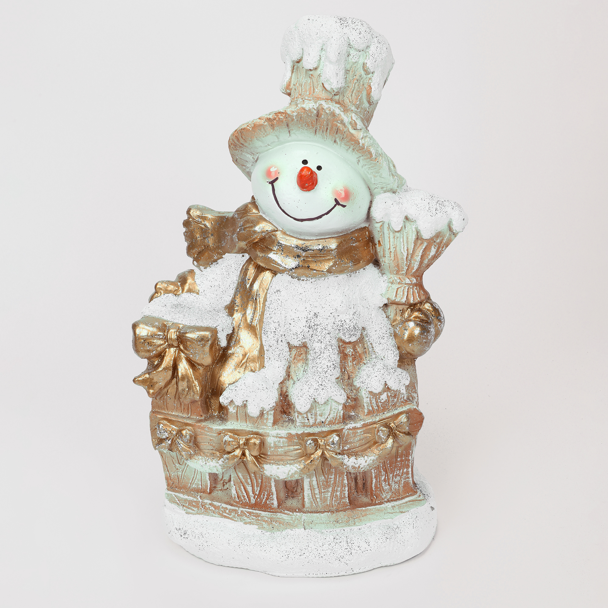 Декоративная новогодняя фигура Полиформ Снеговик с метлой 39х24 см