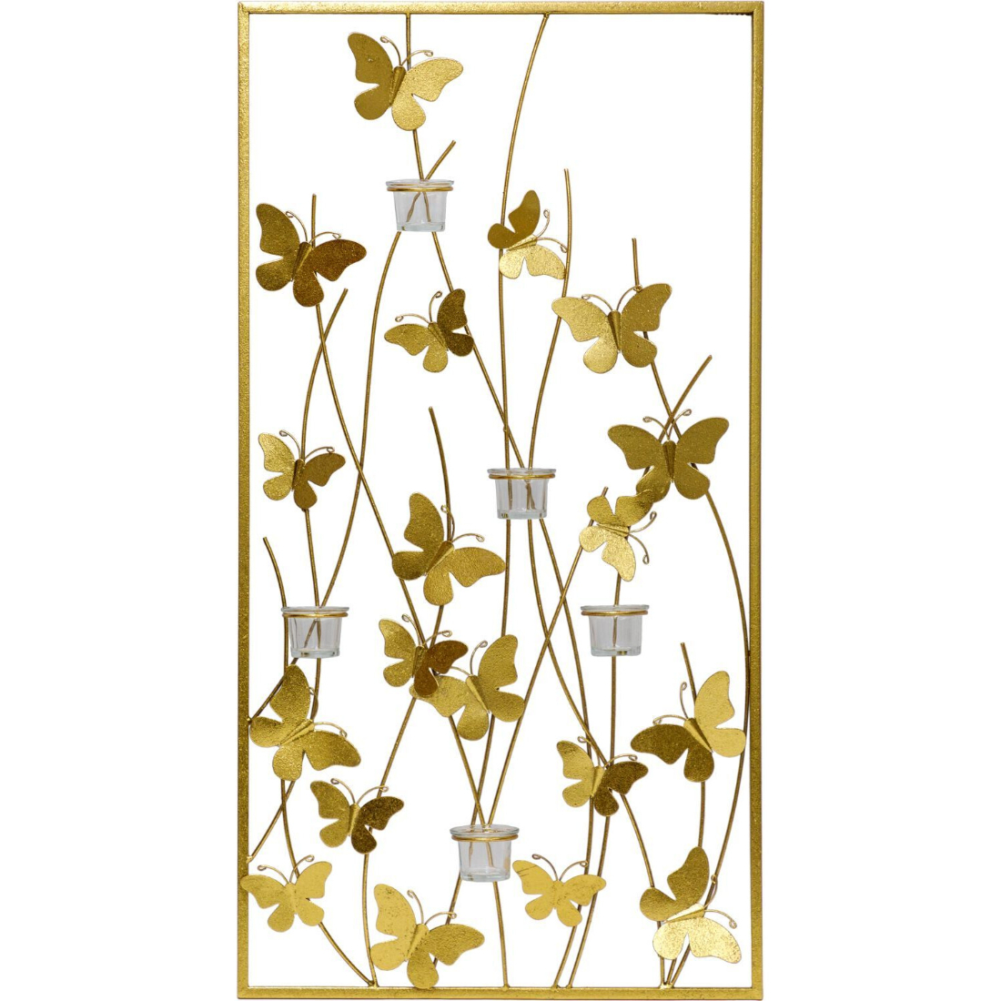 Декор настенный/Панно Glasar с 5-ю стеклянными подсвечниками 48х8х91 см