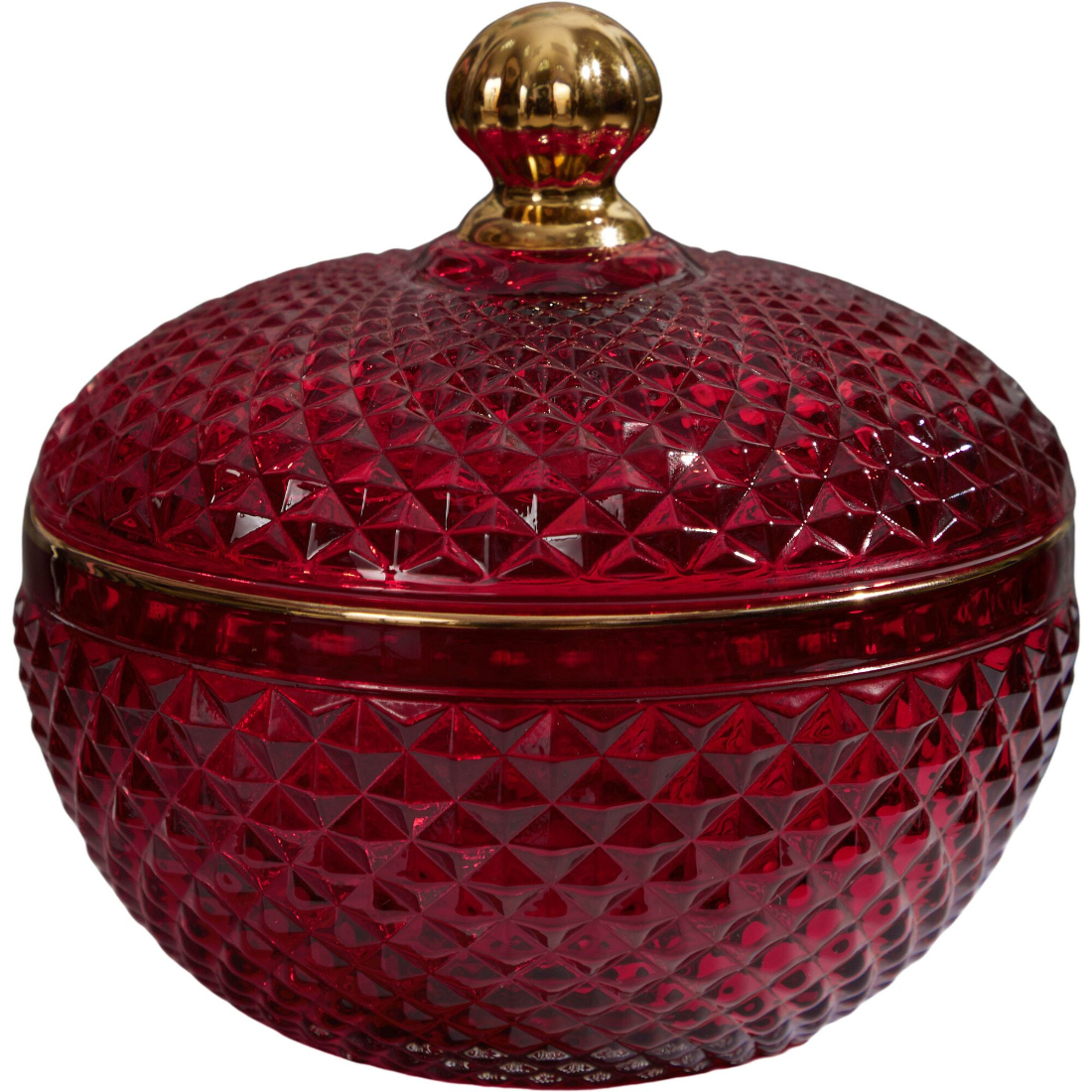 Конфетница Glasar с крышкой 12х12х12 см красная 1599₽