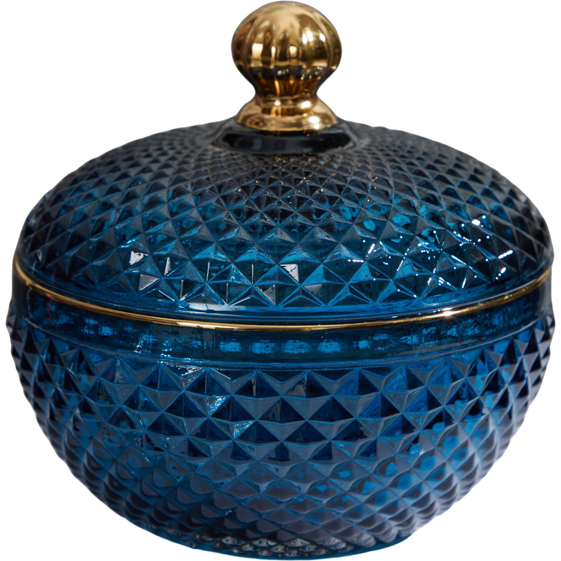 Конфетница Glasar с крышкой 12х12х12 см синяя 1599₽