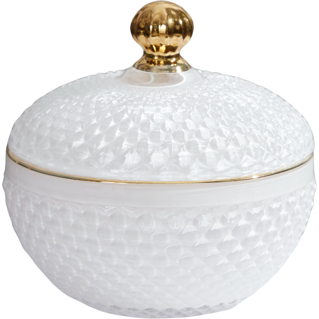 Конфетница Glasar с крышкой 12х12х12 см белая 1599₽