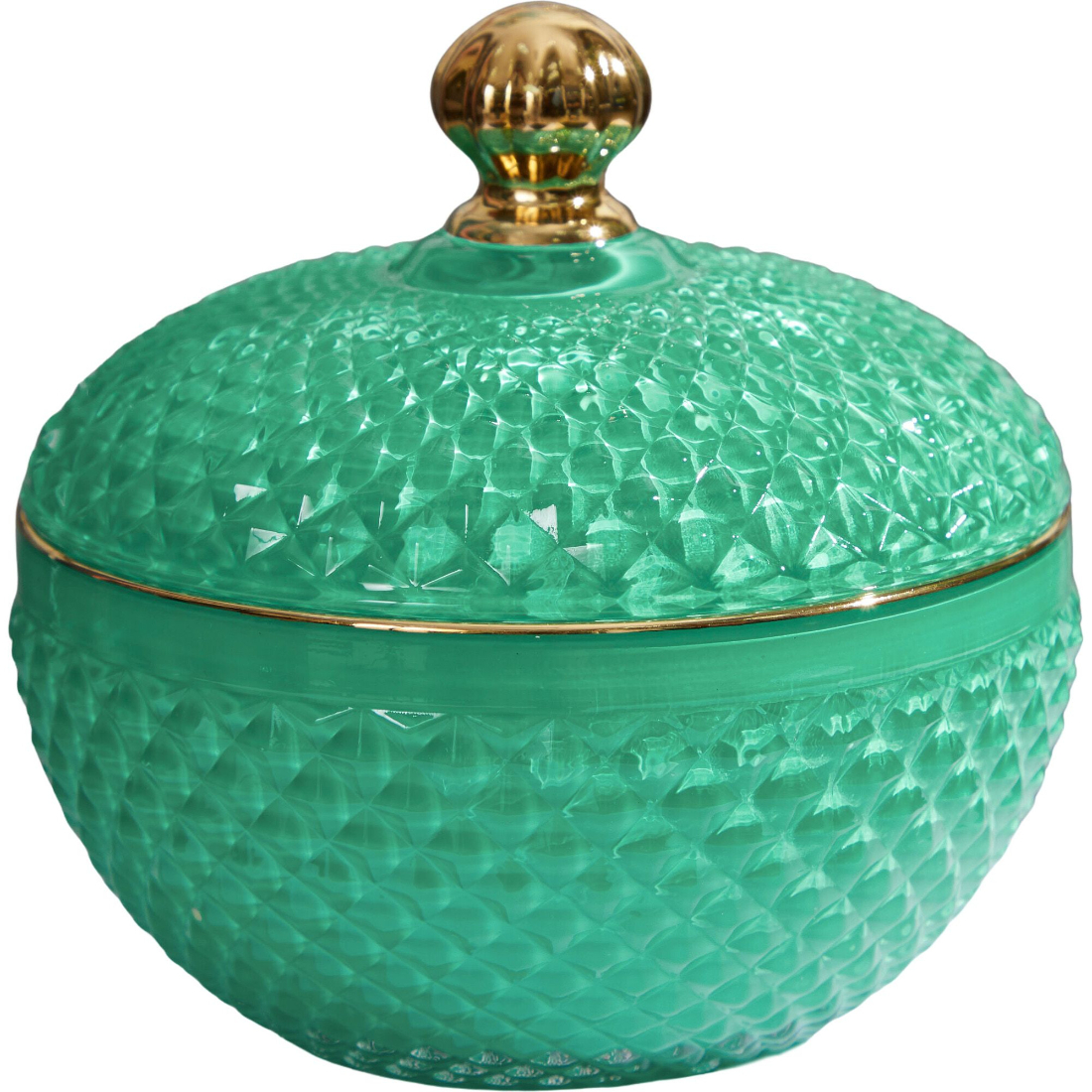 Конфетница Glasar с крышкой 12х12х12 см зеленая 1599₽
