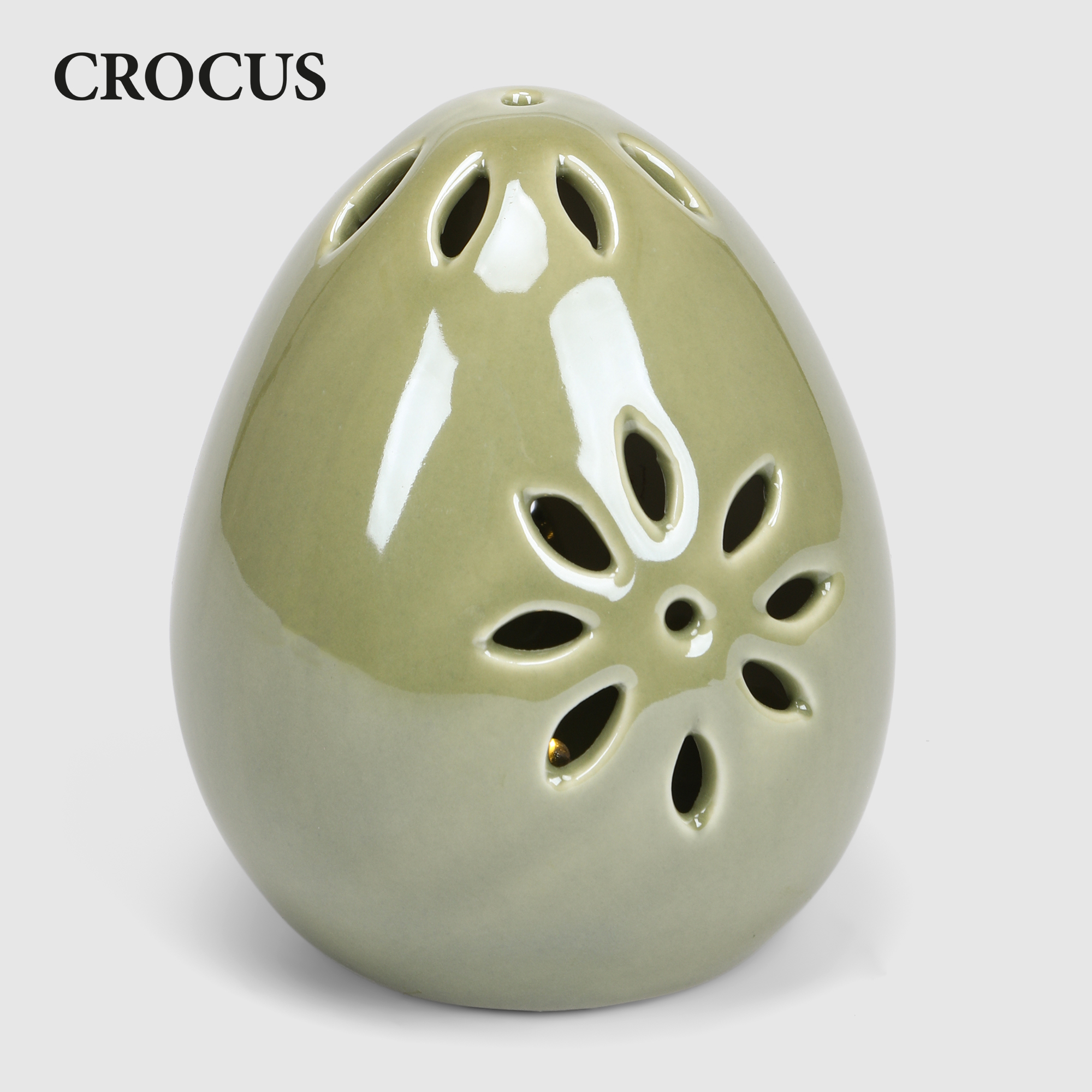 Яйцо фарфоровое Crocus зелёное с LED 10,7 см