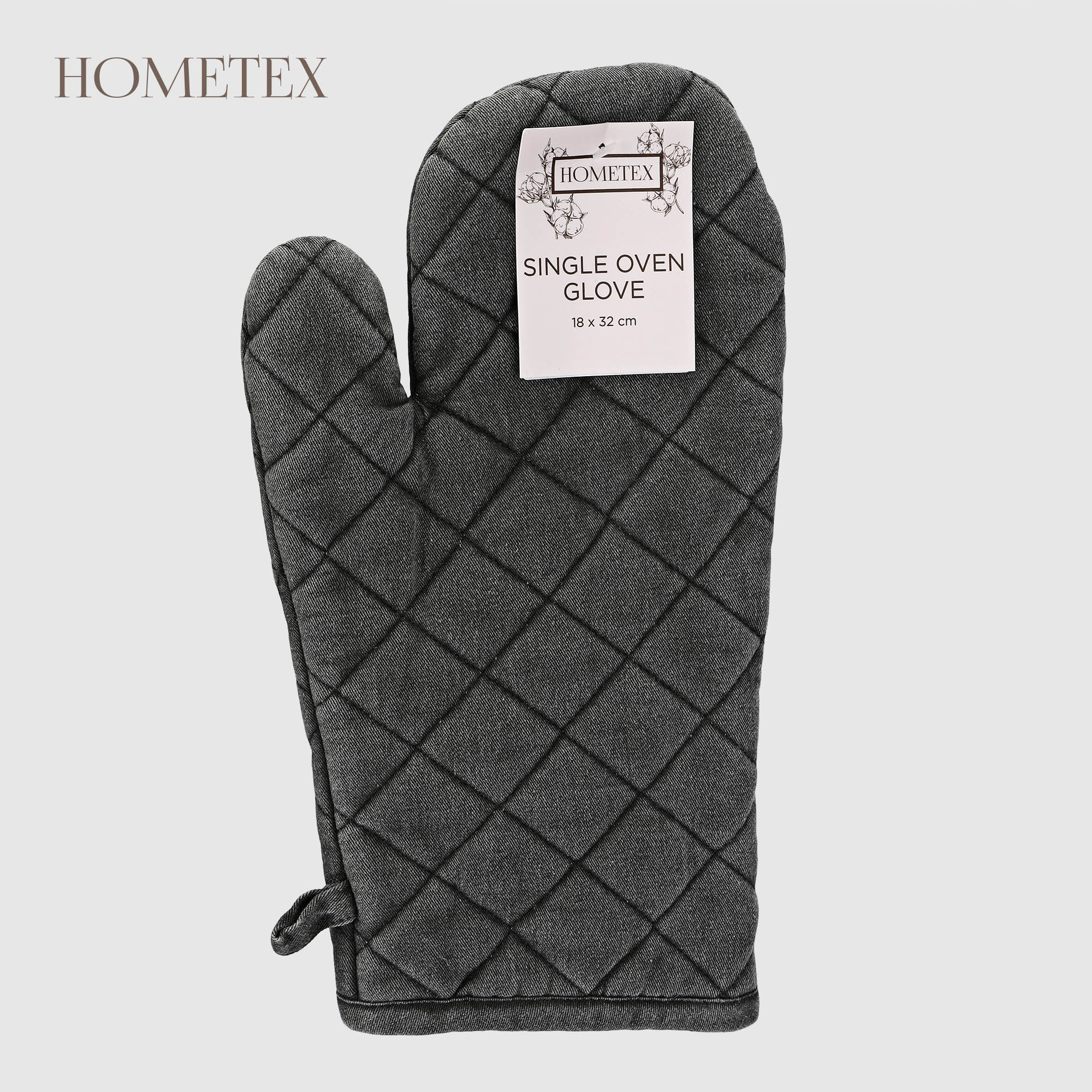 Прихватка-рукавица Hometex черная джерси 18x32 см