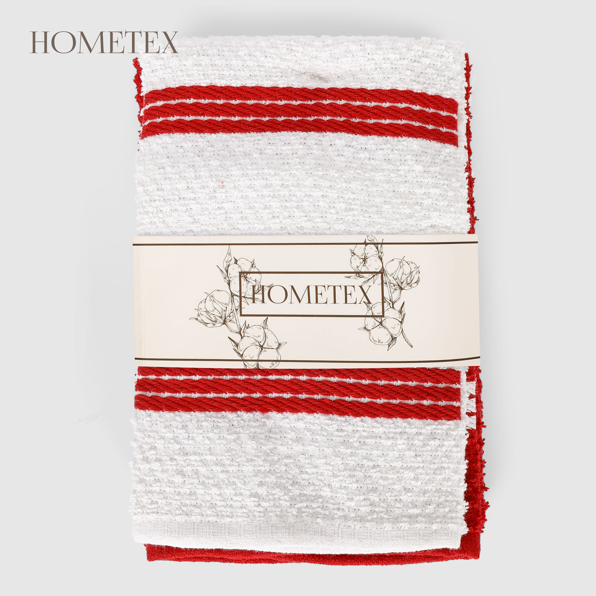 Набор кухонных полотенец Hometex красная полоска 4шт 40х60 см 329₽