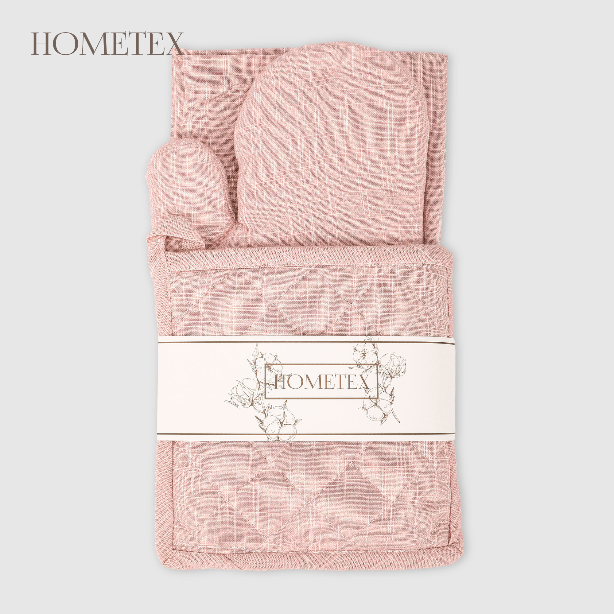 Набор кухонный Hometex фартук/прихватка/рукавица розовый