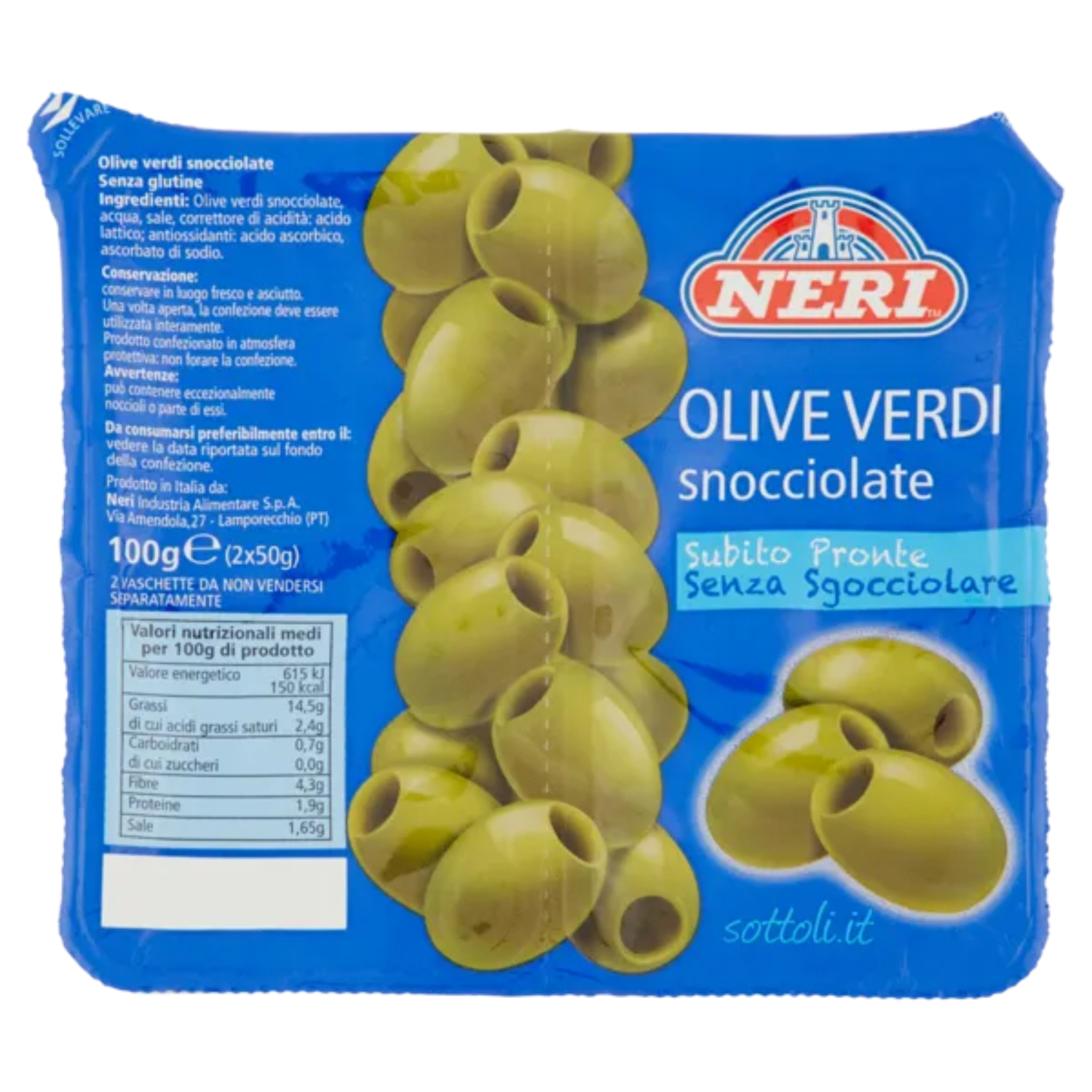 Оливки Neri без косточек 100 г 299₽