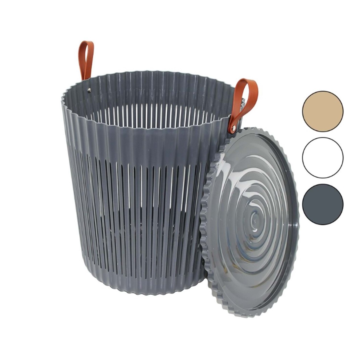 Корзина Sun Plastik Flexion круглая с крышкой 36х36х395 см в ассортименте 989₽