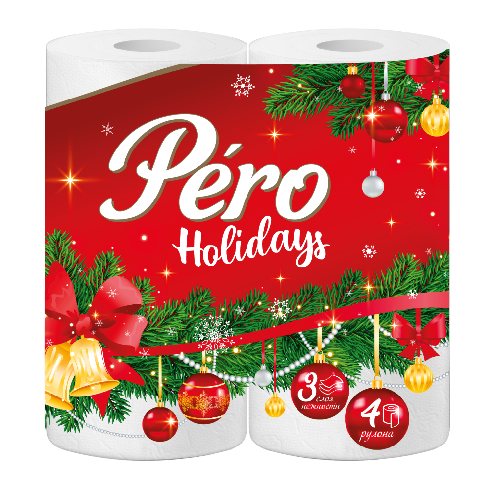 Туалетная бумага Pero Holidays 3-слойная 4 рулона 139₽