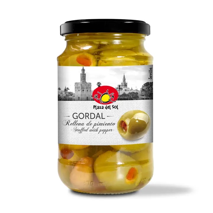 Оливки гордаль с перцем Plaza del Sol 350г 459₽