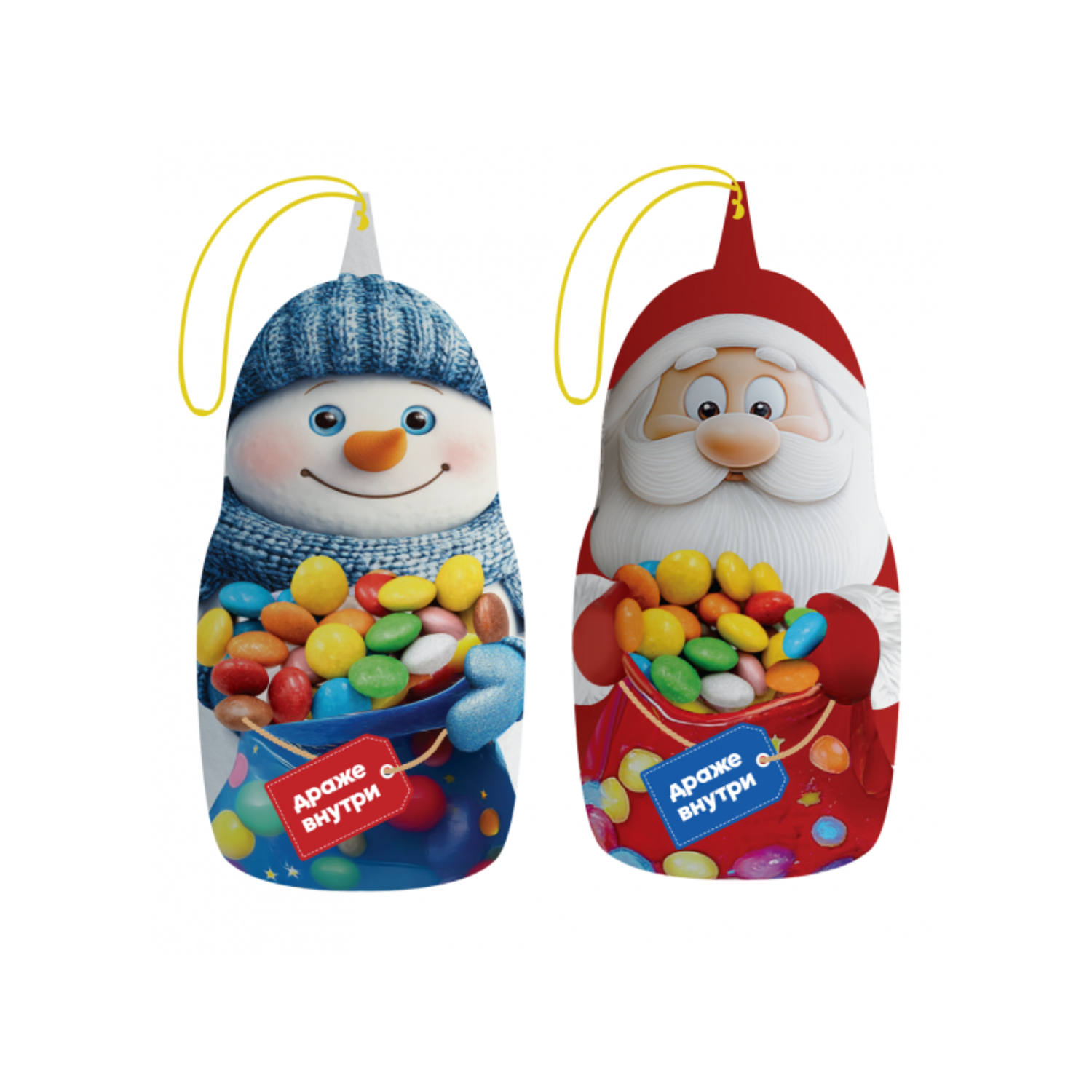 Фигурки с драже Сладкая Сказка Дед Мороз и снеговик 40 г 129₽