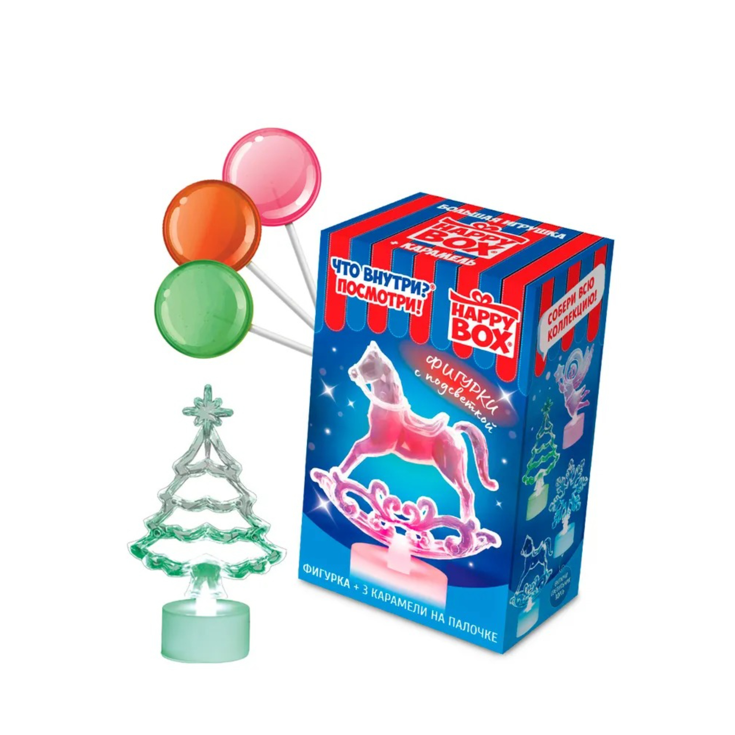 Фигурки светящиеся Happy box Новый год 30 г