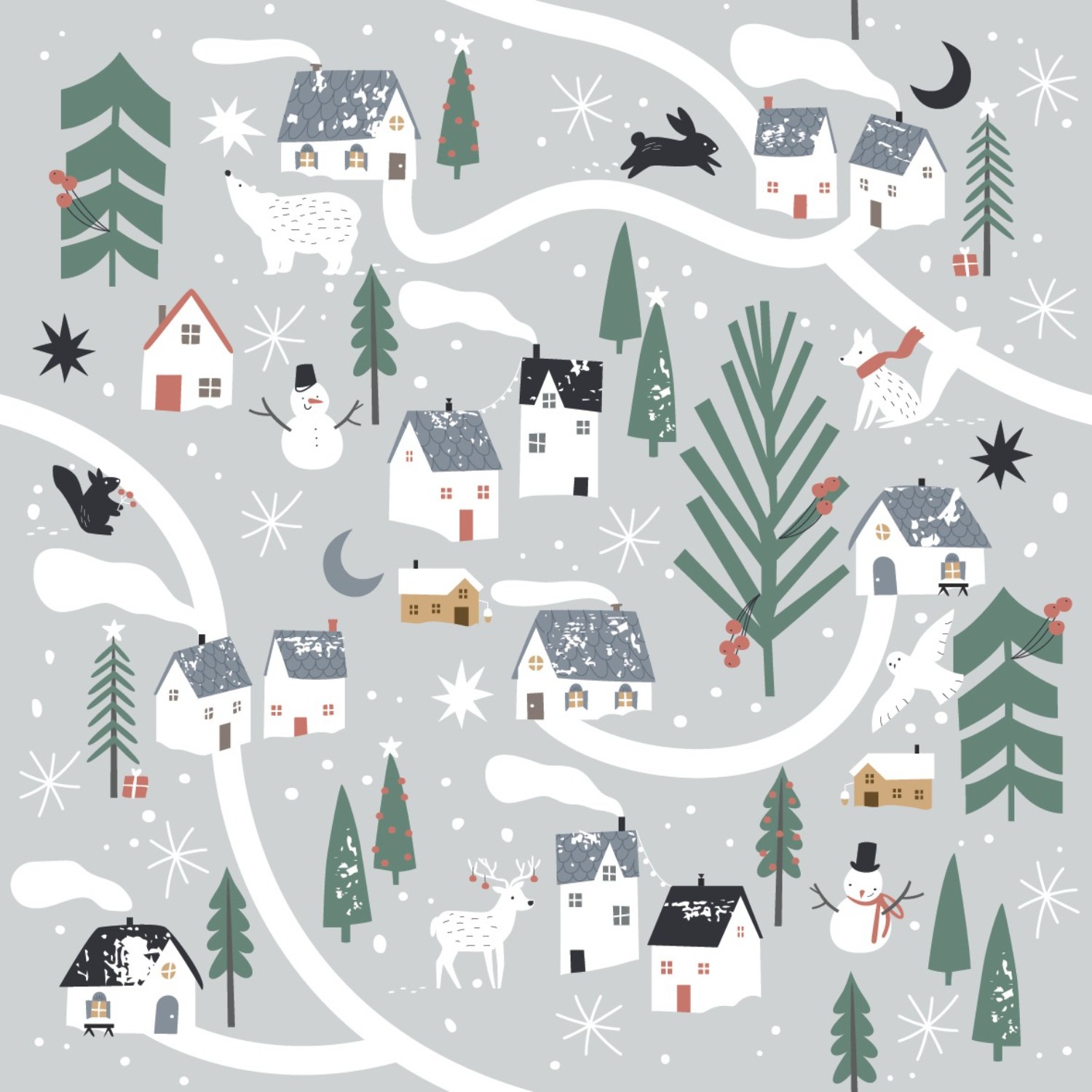 Бумага для подарочной упаковки Be Smart Village серый 70х100 см 169₽