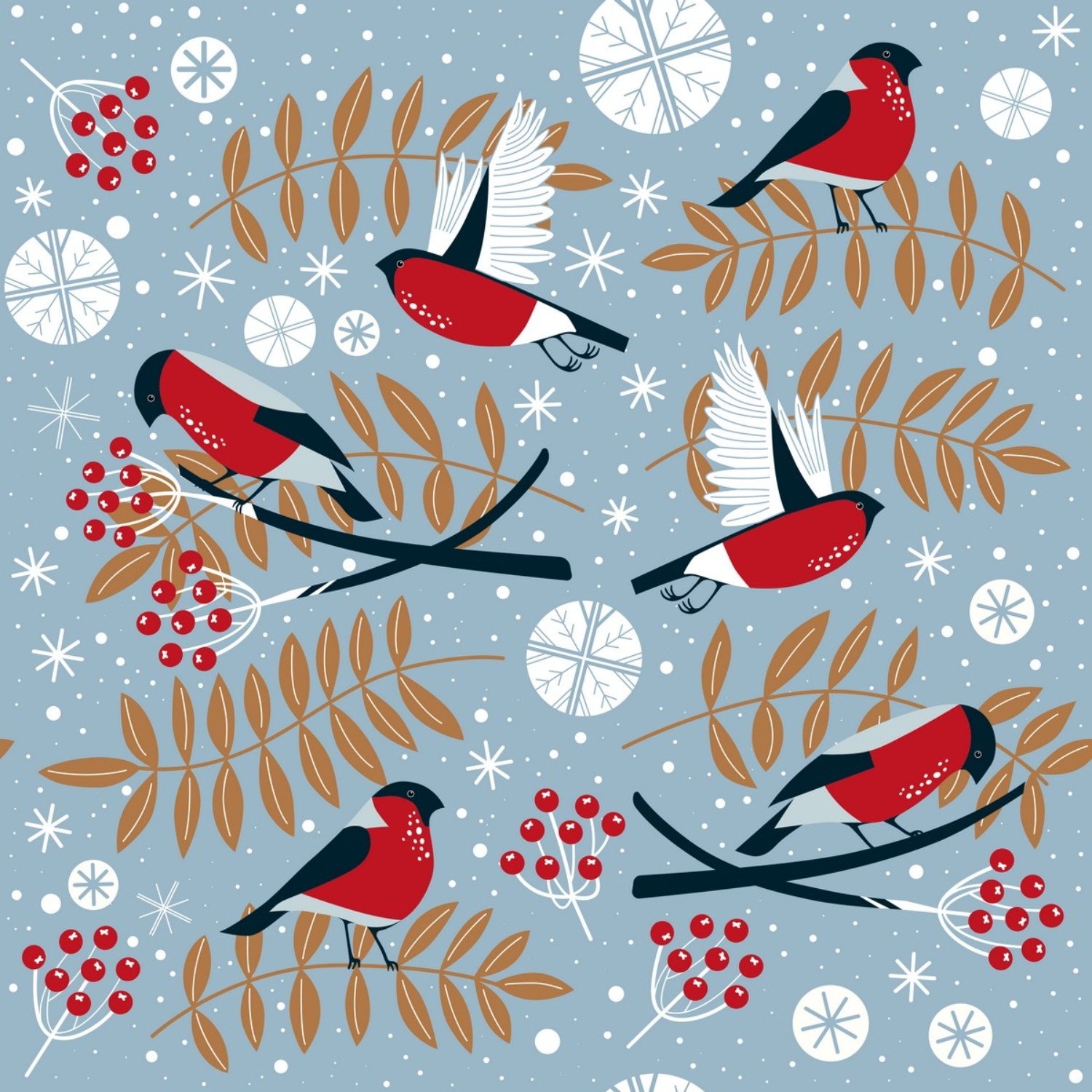 Бумага для подарочной упаковки Be Smart Frost снегири 70х100 см 169₽