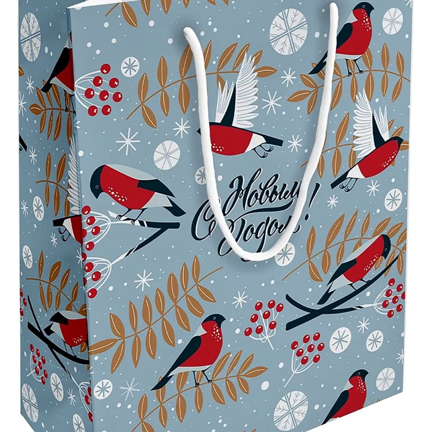 Пакет подарочный Be Smart Frost, снегири 32х49 см