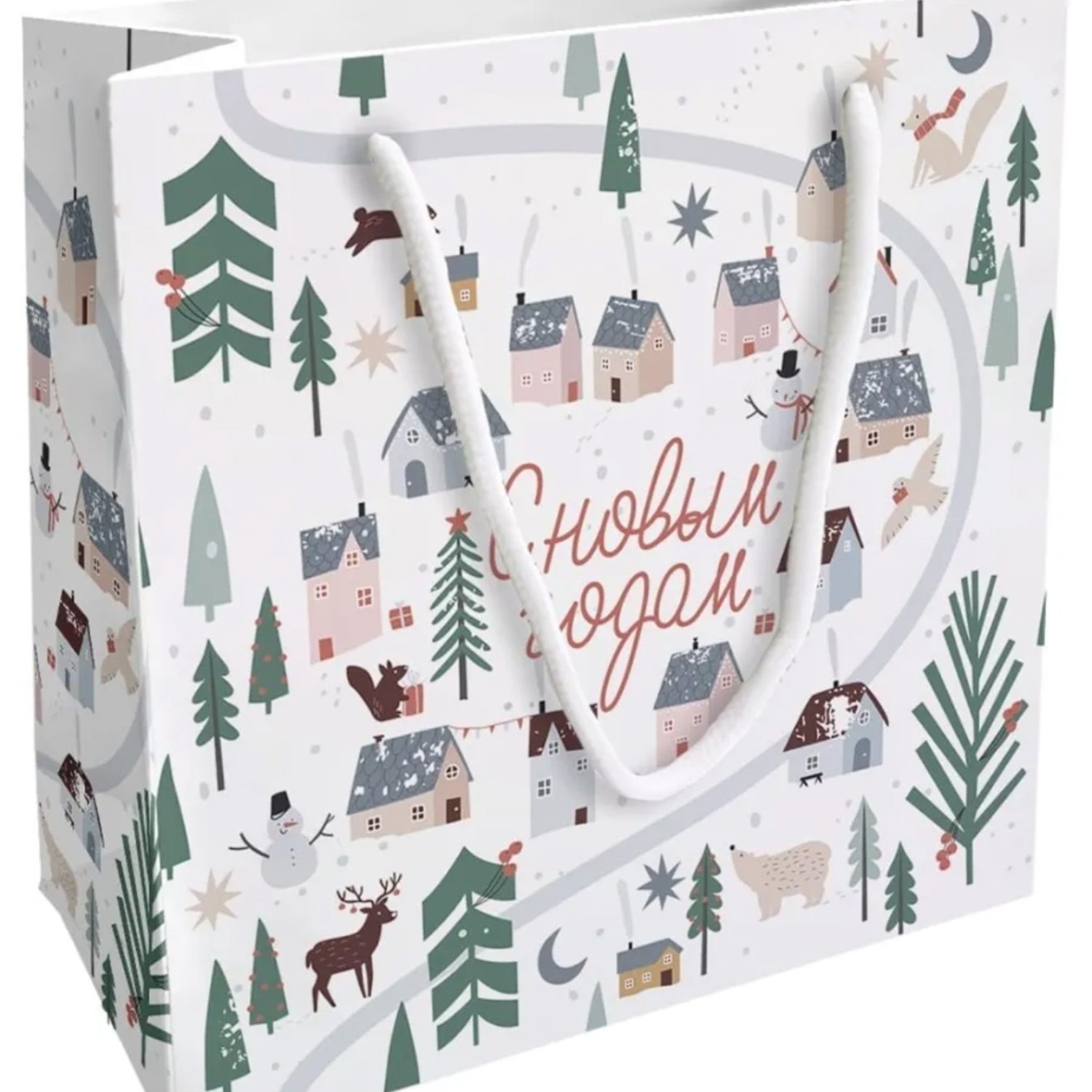 Пакет подарочный Be Smart Village белый 20х20 см 159₽