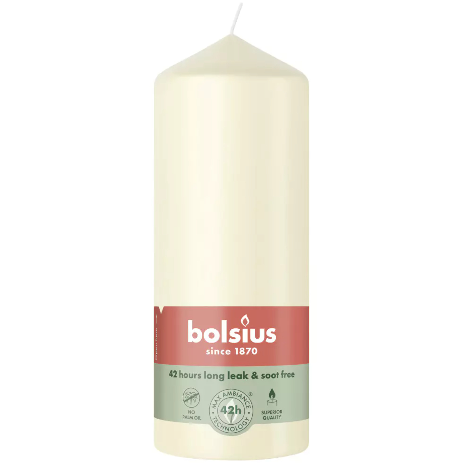 Свеча столбик Bolsius айвори 15х5,8 см