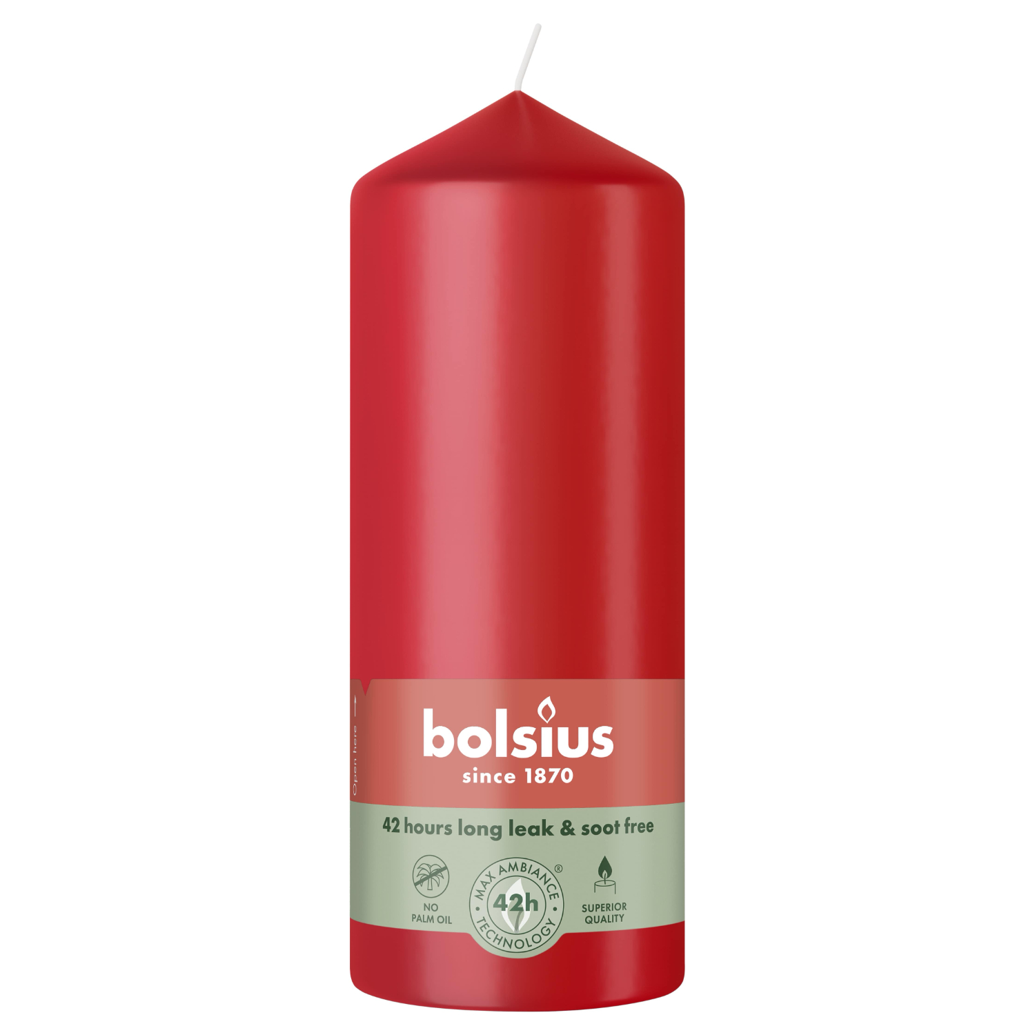 Свеча столбик Bolsius нежный красный 15х5,8 см