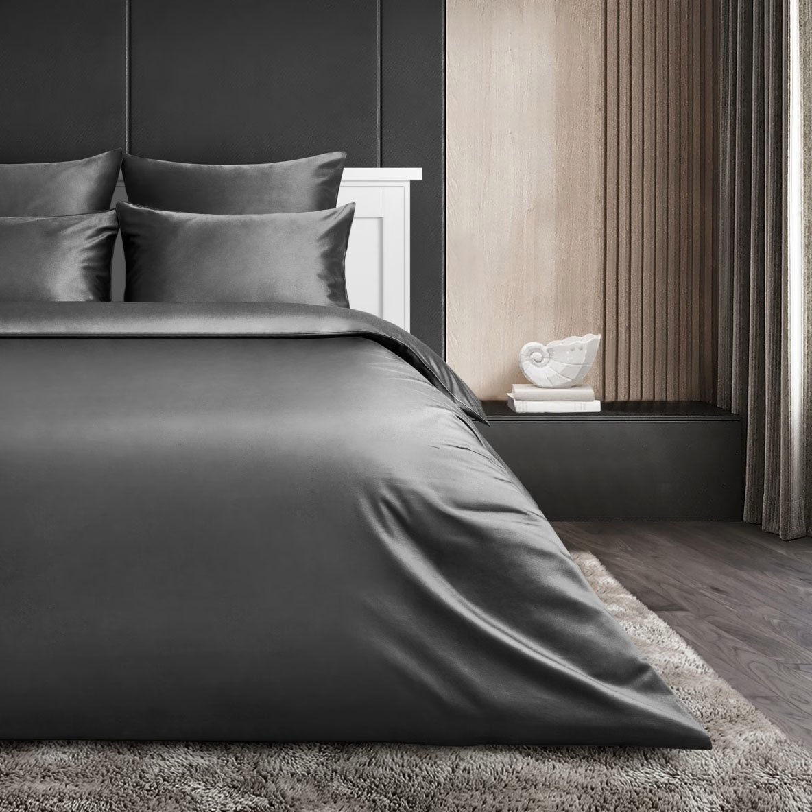 Комплект постельного белья Soft Silver Евро нав Серый космос 22999₽