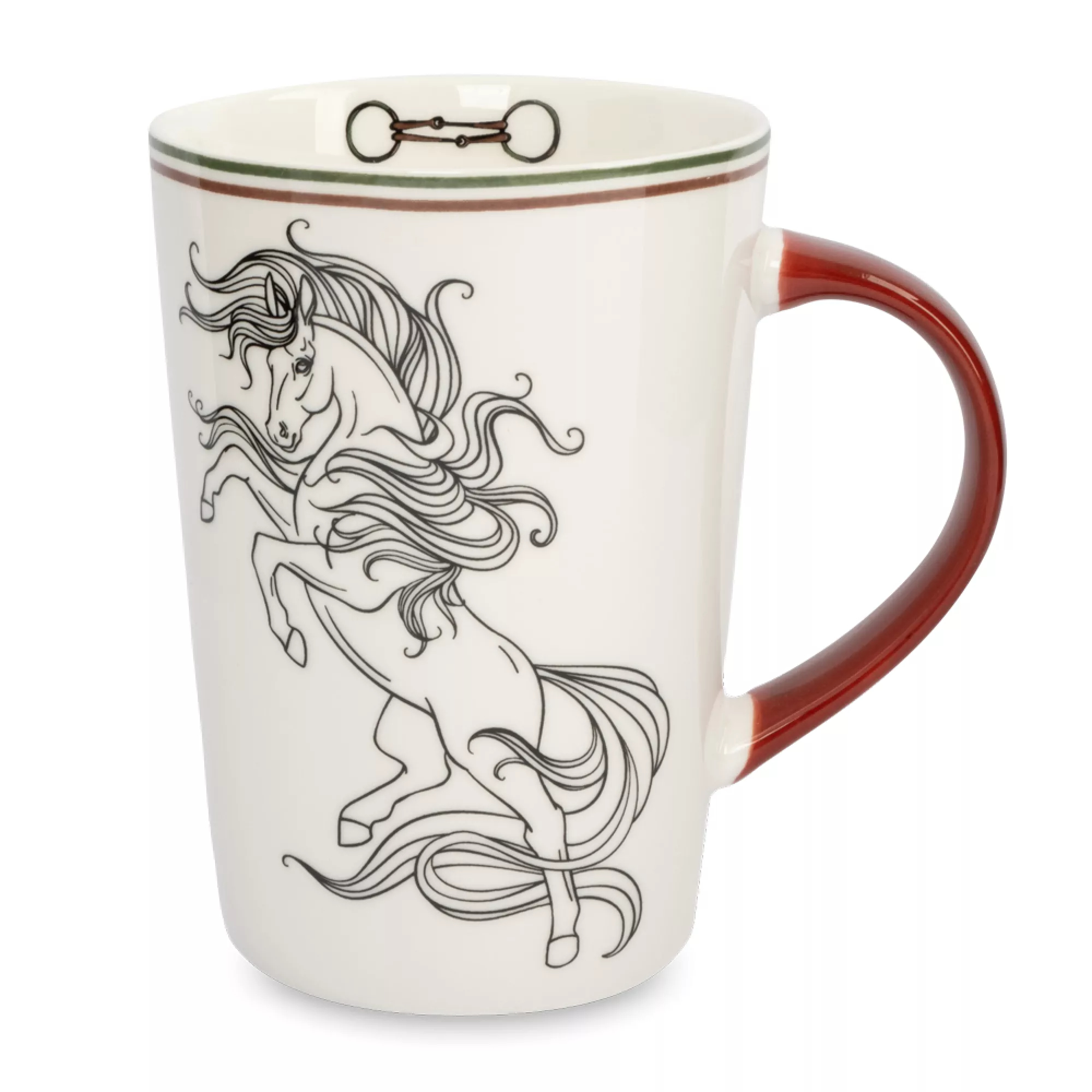 Кружка Anna Lafarg 420мл бело-бордовая лошадь horse