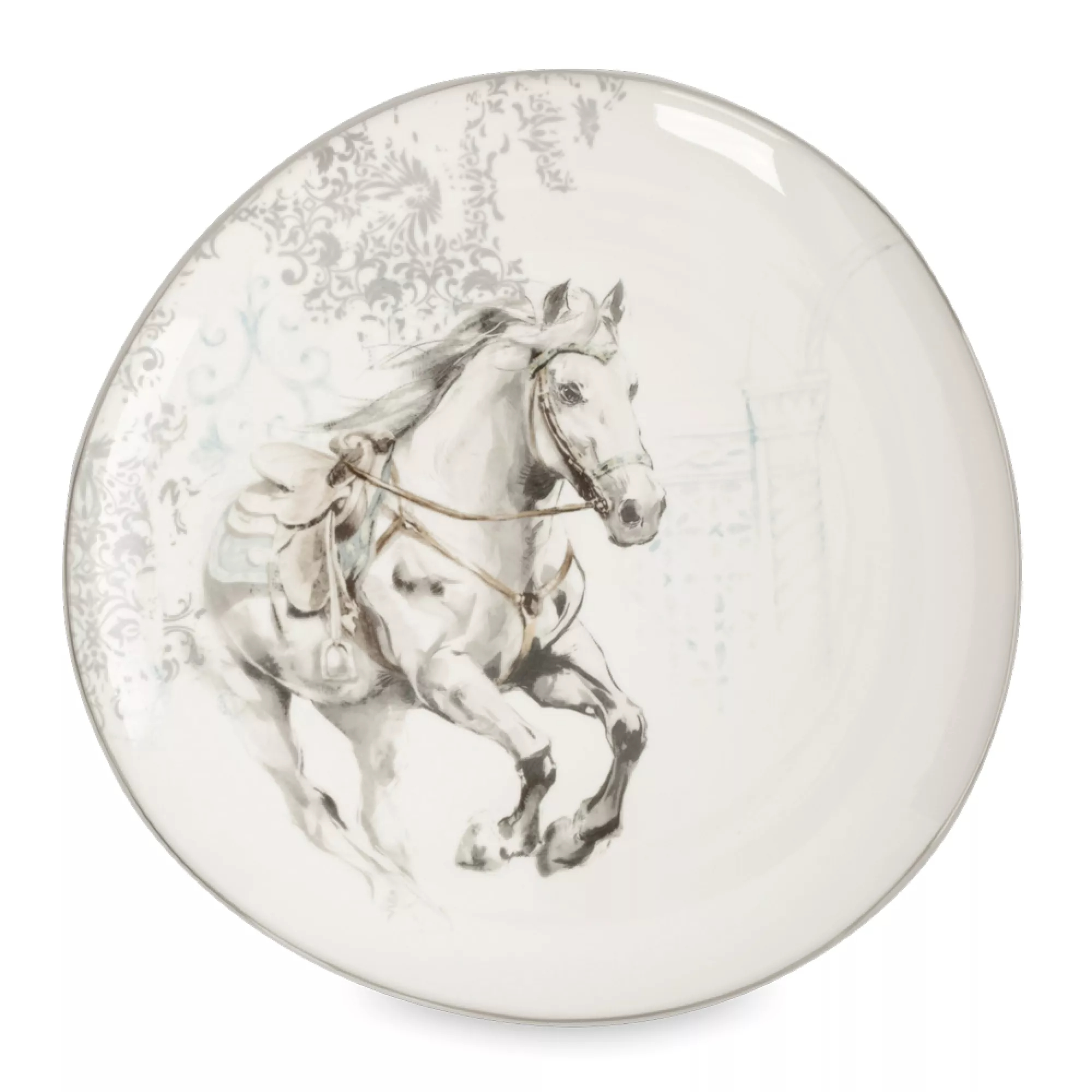 Тарелка обеденная Anna Lafarg конь 28 см белая с серебряным 1499₽