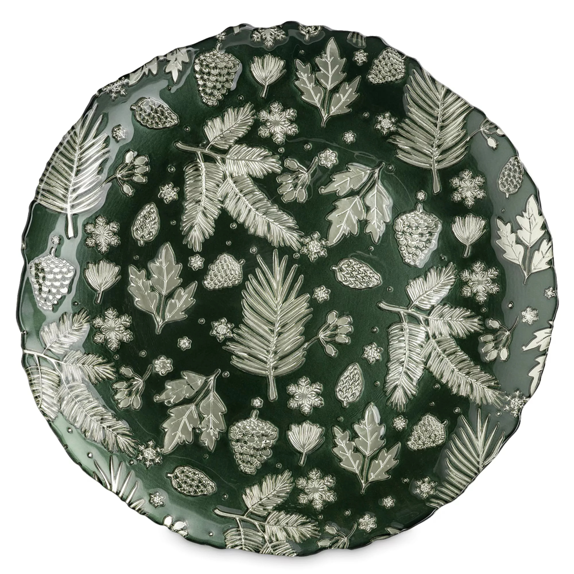 Блюдо Anna Lafarg еловые ветки 33 см стекло зеленое