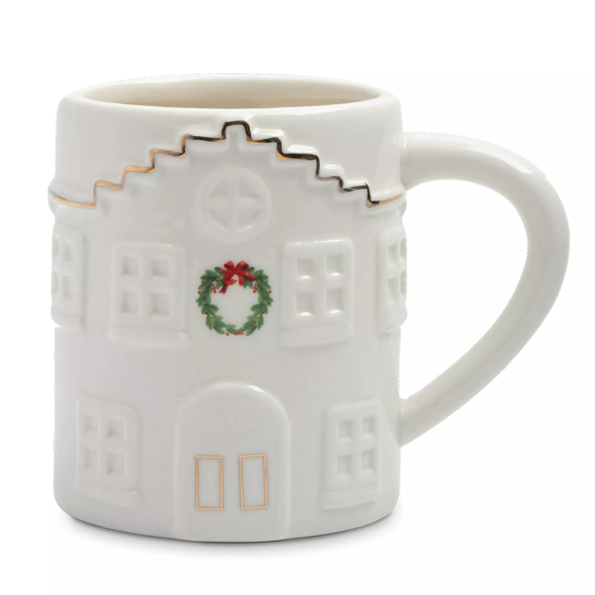 Кружка Anna Lafarg дом с венком 580 мл бело-золотистое