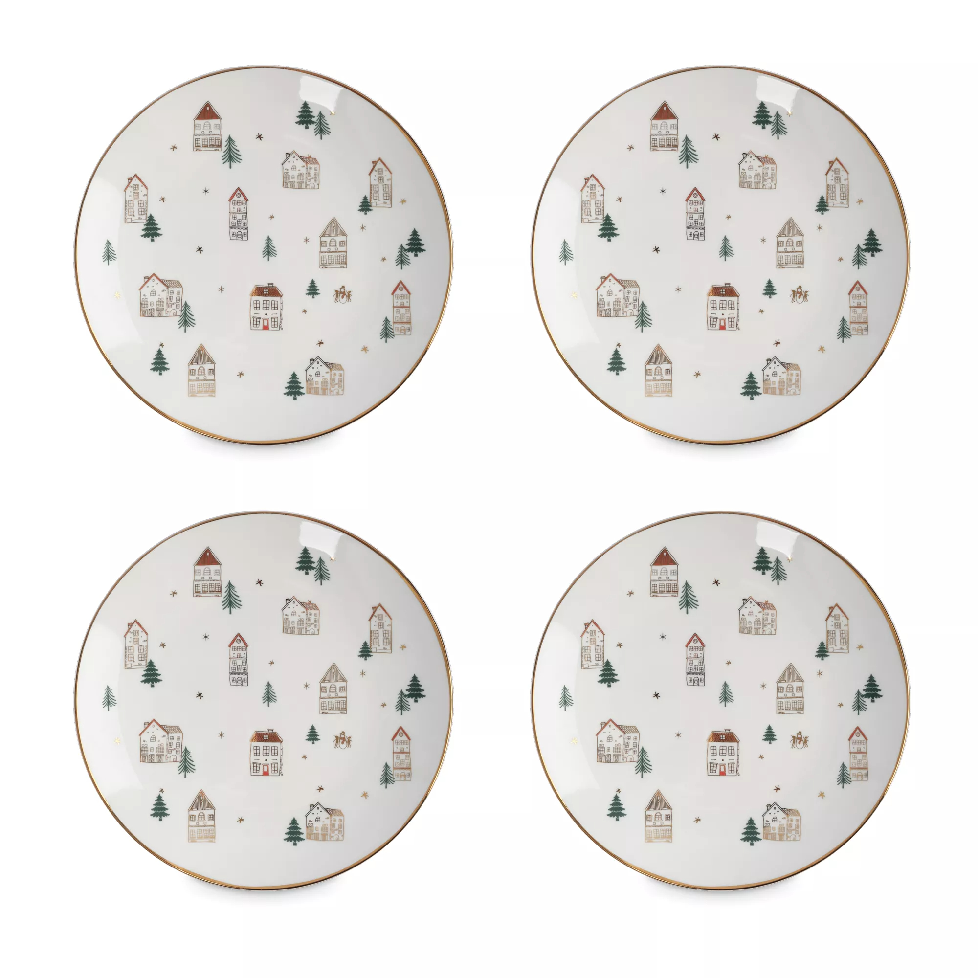 Набор тарелок закусочных Anna Lafarg домики и ели 4 шт 19 см 2559₽
